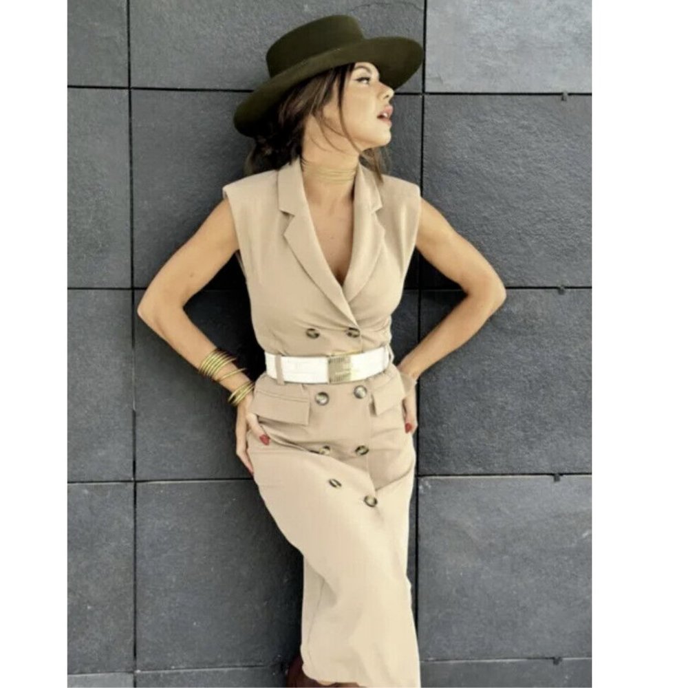 ZARA NEW WOMAN BELTED TRENCH DRESS BEIGE XS,S,M 1165/193